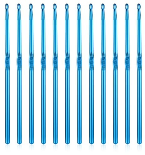 Oruola 12 Stück 5 mm Häkelnadel,Häkelnadel Set,Aluminium Crochet Hook,Ergonomische Häkelnadeln,Häkelnadeln für Stricken Schal,Großes Geschenk für Häkeln Anfänger,Blaue