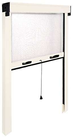 eacommerce - Zanzariera a Rullo Avvolgibile a molla Verticale in Fibra di Vetro | Riducibile e Adattabile, Avvolgimento Automatico con Frizione | Rete Antinsetti, Bianco RAL 9010, 100x250H cm