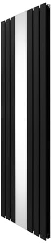 Radiatore a Specchio a Doppia Colonna Verticale 1800mm x 565mm Moderno Designer Nero in Acciaio al Carbonio Montato a Parete Cucina Soggiorno Pulizia Spazzola Kit di Fissaggio e Staffe