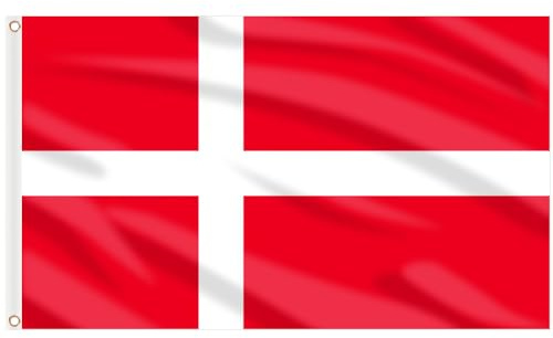 AhfuLife Dänemark Flagge 90 x 150 cm für 2026 WM, 1 Stück Dänemark Nationalflagge mit Messing-Ösen, Dänemark Fahne für Eurovision Euro Fußball Olympische Nationaltag Bar Party Dekoration