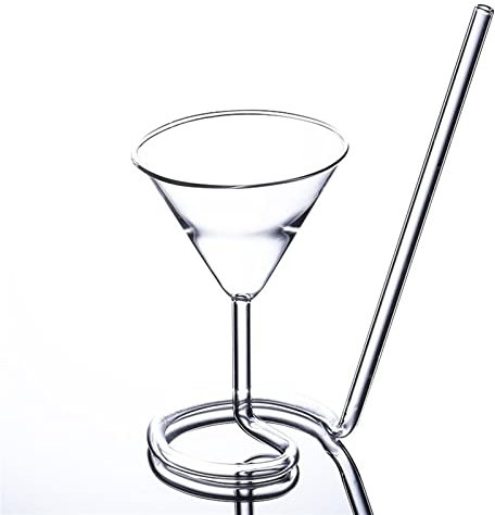 CHDWEY Kelch Cocktailbecher Glas mit Glaspipette Kristall Martinigläser Weingläser Bier Champagner Saft Trinkbecher Glaswaren Trinkgeschirr