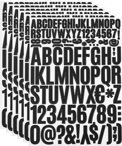 PATIKIL 6 Hojas Pegatinas de Letras y Números Adhesivas, Grande Alfabeto Número Pegatina de Vinilo Impermeable para Buzón, Señal de Dirección, Manualidades de Tarjetas, Negro
