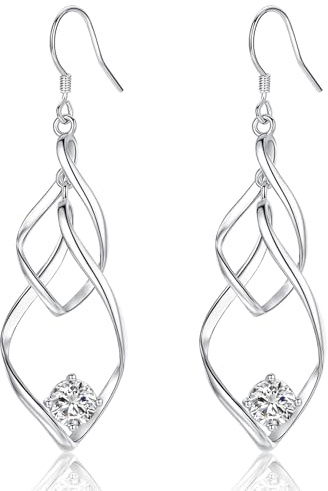 CERSLIMO Ohrringe Silber 925 Hängend AAA Zirkonia Diamant Hängeohrringe Große Lang Silberohrringe Damen Frauen Schmuck Geschenke Weihnachtsgeschenke