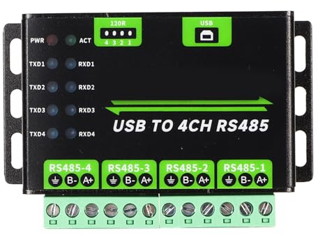 Convertidor USB a RS485 de 4 canales, 1200 bps a 460800 bps, adaptador aislado industrial con televisores integrados, resistencias 120R, soporta montaje en riel de montaje en pared