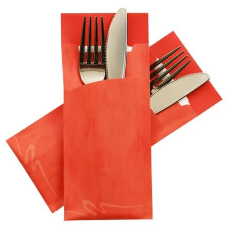 VEPATIM 520 Pochetto Bestecktaschen 200x85mm orange marmor inkl. Serviette