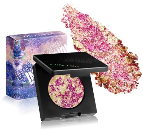 Afflano Rose Gold Glitzernd Lidschatten Zweifarben, Duochrome Pink Gold Glitter Eyeshadow Palette, Intensives Pigment, Farbverschiebende Pigmente, für Mädchen Frauen Elegante Lidschatten Augen Makeup