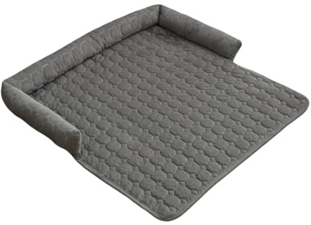 LUXUCURE Hundekissen Hundebett Haustierbett Decke mit Kopfablage - Sofaschutz, für Hunde und Katzen - große, mittelgroße & kleine Haustier, Waschbar, Dunkelgrau