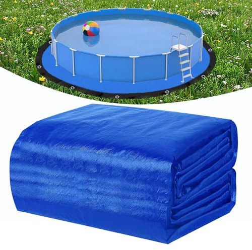 Pre-Cut 18Ft Round Pool Covers Tarps for Above Ground Pool, Waterproof Anti-Puncture Swimming Pool Ground Cloth Liner Pad UV Resistant Above Ground Pool Mat Under Pool with Metal Grommets