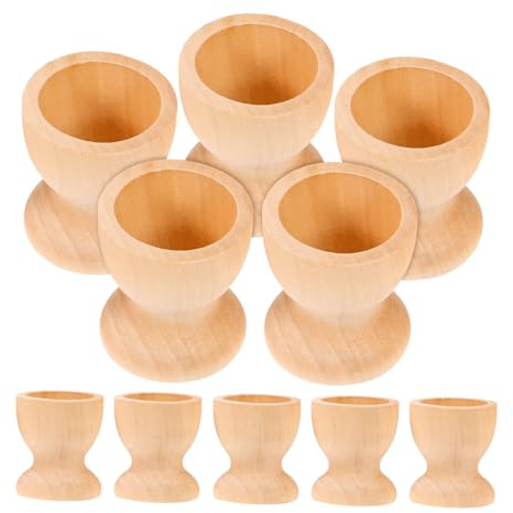 PRETYZOOM Hueveras de Madera Khaki para Huevos y Huevos Cocidos, Soporte Apilable de 10 Piezas para Almacenamiento en Cocina y Refrigerador en Comedor
