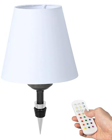 FSLiving LED Akku Flaschenlampe, Stoff Tischlampe kabellos 3.5W, Dimmbar Flaschenlicht mit RGB-Modus und Timer, USB-Aufladbar Tischleuchte für Bar Restaurant DZ0375W