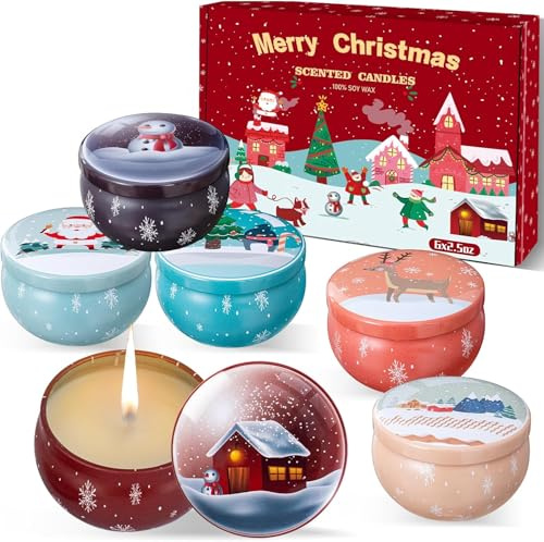 Scented Candles Gift Set, 6 Pack Christmas Candles,Natural Soy Wax Candles with Essential Oils, Candles Gifts for Women, Birthdays, Weddings, Christmas, Yoga, Bath