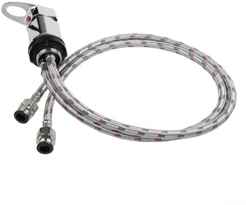HOHOVYVY Edelstahl Wohnmobil Dusche Mischbatterie Wasserhahn 1/2 Ausgang mit 400mm Anschlüssen für Wohnwagen Reisemobil