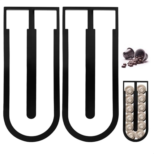 xiruiubao Soporte Cápsulas, 2 Piezas Porta Capsulas Café Capacidad para 24 Cápsulas, Dispensador Cápsulas de Café de Pared para Cocina, Oficina, Comedor, 24 x 9.5 cm, Negro