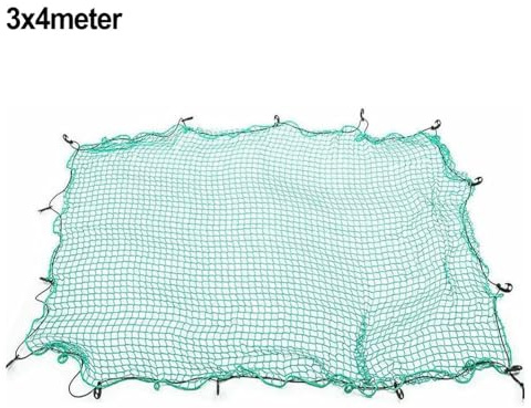 Rete di copertura per rimorchio, resistente, anti-caduta, con ganci e corda elastica, per SUV, furgoni e motoslitte (3 x 4 m)