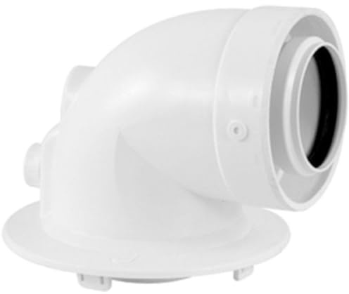 Baxi Adattatore 90° Coassiale 60/100 per Caldaia a Condensazione, Curva Scarico Fumi Resistente, Raccordo per Impianti Domestici e Professionali