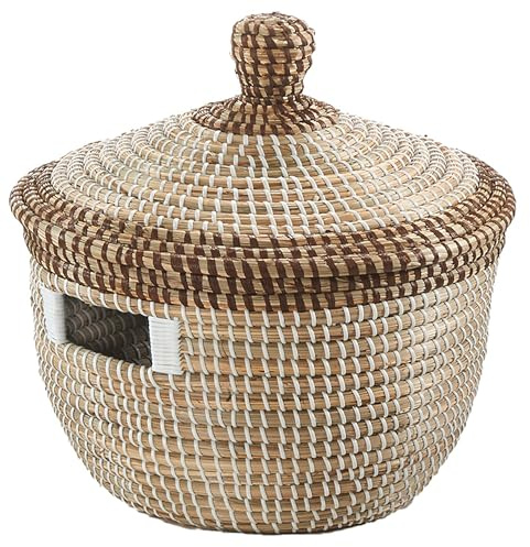 Kobolo Schlangenkorb PYTHON Seegras Ø34 H37 cm Deko Korb Beige
