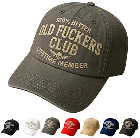 Generisch Old Fuckers Club-Vintage Baseball Cap, 100% Bitter Lifetime Member Vintage Cotton Baseball Cap