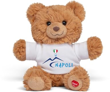 Trudi Bear Marlon T-SHIRT NAPOLI | Peluche con maglietta città italiane, gift ricordo gadget viaggi | 32x30x20 cm taglia M | Souvenir | modello 15047