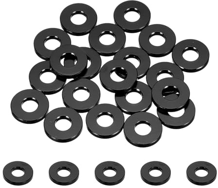 QUARKZMAN 20 Piezas Arandelas Planas M5 De Aluminio Anodizado (Negro) | Con Hueco De 5mm/0.2, Para Tornillos RC/FPV/PC/Drones/Accesorios Mecánicos