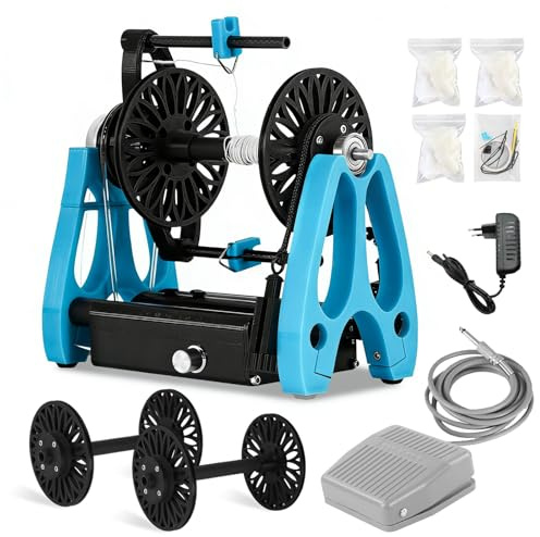 Mocoli Filatoio Elettrico, Mini Filatoio per Lana per Uso Domestico con Pedale Controllo di velocità Continuo Macchina per Avvolgimento Filati A 1800 Giri/Min per Cotone E Seta