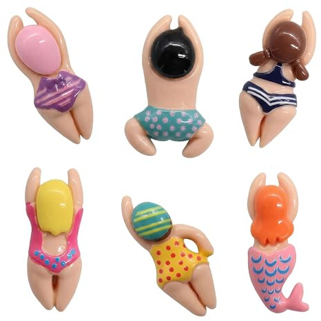 6pcs Mini Creative Swimming Figure Fridge Magnets, Fun Decorative Refrigerator Magnets with Strong Magnetic Backing, Whimsical 3D Tiny People Magnets for Whiteboard, Kitchen, Notice Board