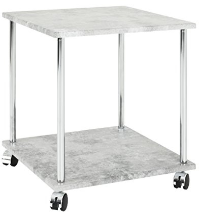 HAKU Möbel Beistelltisch auf Rollen betonoptik, Chrom, MDF, Metall - Maße: B 40 cm x H 45 cm x T 40 cm, Style: Modern