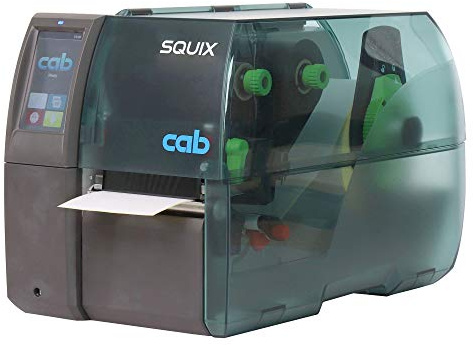 cab SQUIX 5977001 - 4 stampanti con bordo a strappo - 300 DPI - Trasferimento termico - Larghezza massima di stampa 105,7 mm, LAN, USB, host USB, WLAN, interfaccia seriale (RS-232)