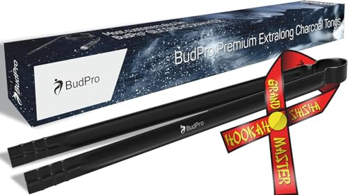 BudPro Black Hookah Tongs Long 30cm - Premium Hookah Coal Tongs - Charcoal Tongs for Hookah - The Longest You Ever had