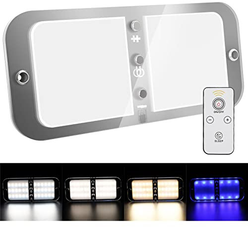 Kriogor 12v Luces interiores Led, 800LM 12V Lámparas LED, 72 LED luces LED de interior para coche, Luz LED 12v Camper Luces LED Caravana Interior para Van RV Motorhome Furgoneta 4 Colors (1 pcs)