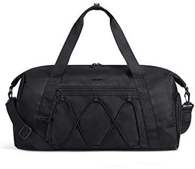 BAGSMART Gym Bag With Shoe Compartment & Wet Pocket, Lightweight Sports Travel Duffel Bag, Carry On Bag Weekender Overnight Bag, Water Resistant Sports Gym Tote Bags Swimming Yoga, Black