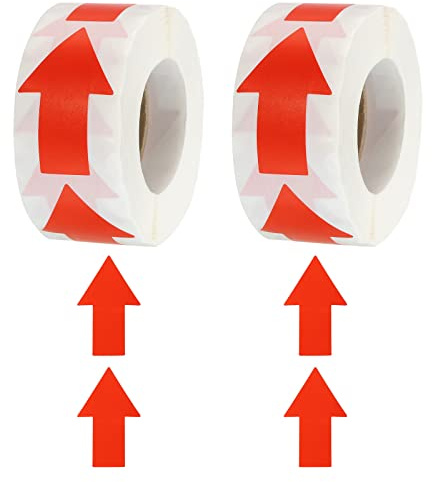 sourcing map Pfeil Aufkleber Etikett 1000 Stück, 5cm Kleber Farbe Kodierzeichen Aufkleber für Gasrichtung Inspektion, Produkte Inspektions und Wegweiser, Rot（2 Rolle）