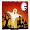 goodbath Rideau de douche Halloween, forêt, fantôme, chauve-souris, château, lune, arbre, araignée, toile d'araignée, thème d'horreur, rideau de bain imperméable, salle de bain, 180 x 180 cm, violet