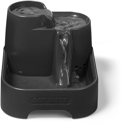 Cat Mate Mehrstufiger Haustier-Wasserbrunnen (335), Grau | 2 L Fassungsvermögen, Für Katzen & kleine Hunde, Leiser und Hygienischer Trinkbrunnen