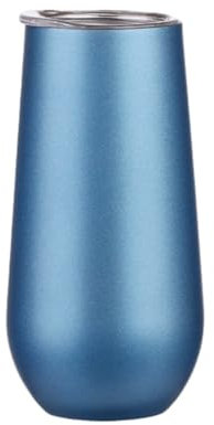 Gteller 6 oz Stainless Steel Champagne Tumbler Stemless Glasses with Lid, Double Wall Insulated Travel Mug Perfect for Wine, Coffee, Drinks, Champagne, Cocktails, Colorful (Light blue)