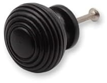 Infinity Decor Ebonised Wooden Reeded Small Cupboard Knob Pull Handle - Ideal for Drawer Cabinets Doors