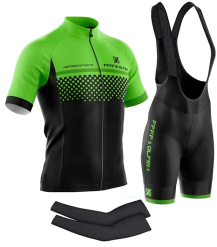 Herren Fahrrad Anzüge Kurzarm Fahrrad Trikot Set Atmungsaktive Radtrikot Fahrradbekleidung Set mit 3D gepolsterten Trägerhosen MTB (PT8,6XL)
