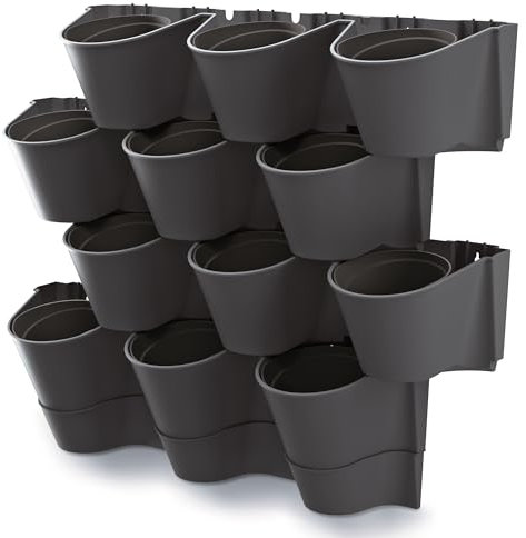 HRB 12 er Set Pflanztöpfe, Witterungsbeständiger Vertikaler Garten, Pflanzturm mit separater Bewässerung, robuster Blumentopf Wandgarten für Pflanzen