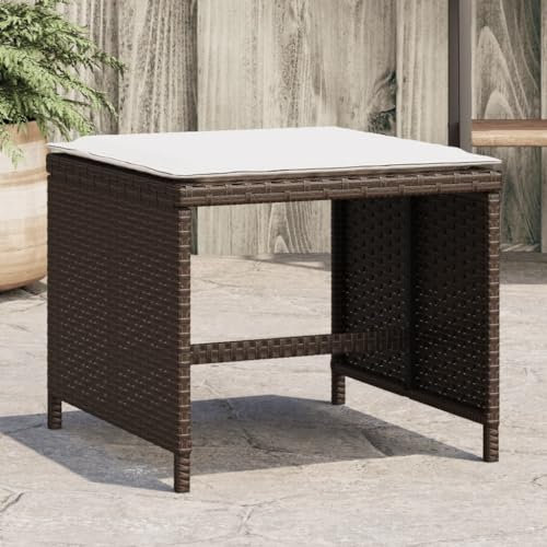CIADAZ Gartenhocker mit Kissen 4 Stk. Braun 40x40x35 cm Poly Rattan, Balkon Hocker, Fusshocker Garten, Hocker Garten, Fußhocker Für Sessel, Gartenmöbel Hocker - 4007486