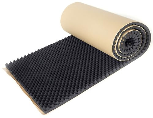 LJBD Akustikschaumstoff Selbstklebendm Pyramide Schallschutzmatte Noppenschaumstoff, Hochdichte Schalldämmung Akustikpaneele für Aufnahmestudios Tonstudio Büros(Size:1m x 10m,Color:Schwarz)