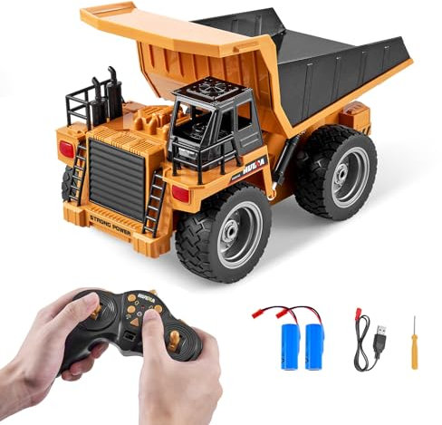 VEVOR RC Muldenkipper, 9-Kanal Kipplaster, Ferngesteuerter Kipper 1:18, Kipplader, RC Lastwagen, Truck LKW-Spielzeug mit Metallkabine und Licht, 2 wiederaufladbare Batterien für Kinder ab 8 Jahren