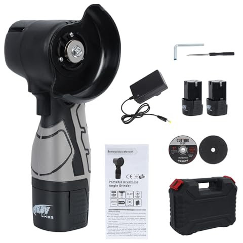 Disco, 550 W, 16,8 V, 76 mm, mini disco inalámbrico, amoladora angular inalámbrica con cargador y 2 baterías de 1500 mAh, 6 discos de corte para cortar, pulir y lijar