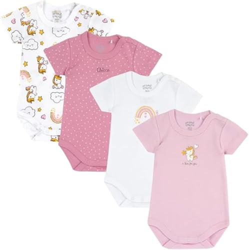 Chicco, 4 Body à Manches Courtes en Coton Léger, Sous-vêtements Bébé 0-24 Mois, Designed in Italy