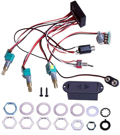 Amagogo E-Bass-Vorverstärker, Bass-Vorverstärker-Verkabelungsschaltung, Tonabnehmer, einfache Installation, Bass-EQ-Equalizer für Bass-Tonabnehmer, E-Bass