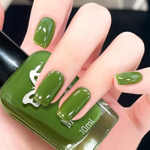Green Nail Polish - 10ml Matcha Green Nail Varnish - Quick Dry Breathable Nail Polish Long Lasting Nail Varnish Gel No Need Baking Nail Polishes for Women Girls DIY Nails Art at Home