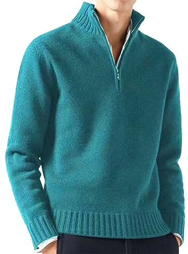Lupetto Uomo Cotone Caldo Maglione con Mezza Zip a Maniche Lunghe Maglione Casual Pullover Tops Confortevole Giacca Maglione Uomo Invernale Maglione Uomo Norvegese Pullover Uomo Invernale