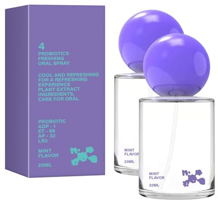 Spray buccal probiotique pour une fraîcheur durable, sans alcool, avec probiotiques pour les soins bucco-dentaires, spray buccal pratique en format voyage, favorise la santé bucco-dentaire