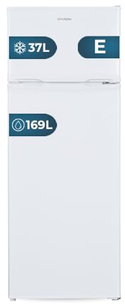 Hyundai Frigorífico Estandar Blanco, 2 Puertas HFG14355E01, Capacidad 206 Litros, Cíclica, Bajo Nivel Sonoro, Puerta Reversible, Clasificación Energética E