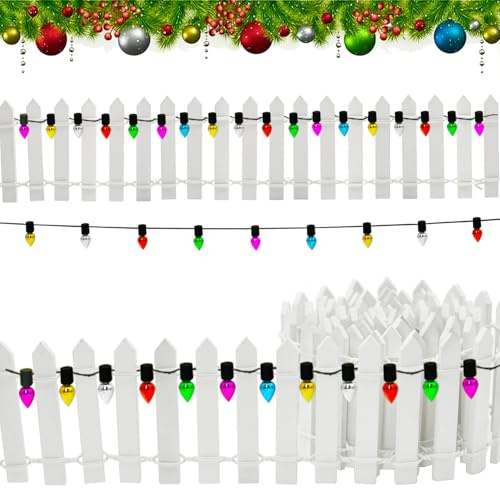 Noël Clôture de Jardin Miniature Clôtures en Bois,Miniatures Flexible,Clôturee Miniaturees en Bois Décoration de 100 X 5 Cm