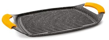IBILI - Grill Plancha Ondulado Basic Stone, 47 x 29 cms, Aluminio Fundido, Antiadherente Estilo Piedra, Apto para induccion