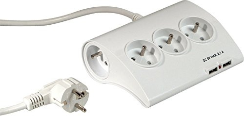 Bloc multiprise avec 5 Prises 230 V et 2 Ports de Chargement USB [Revolt]